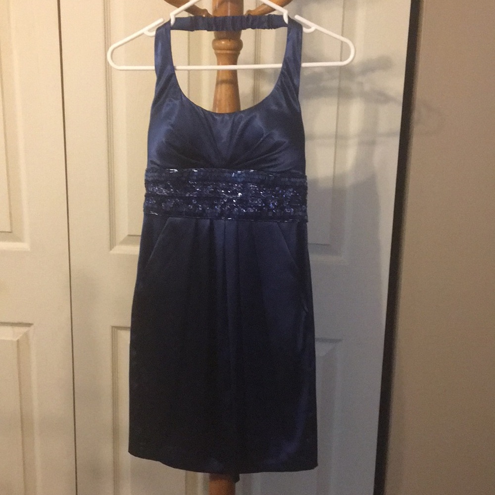 Navy halter cocktail dress. New with tags!